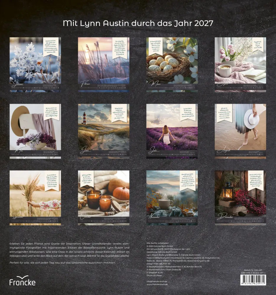 Bild: 9783963624971 | Oasenzeiten 2027 | Wandkalender | Lynn Austin | Kalender | 14 S.