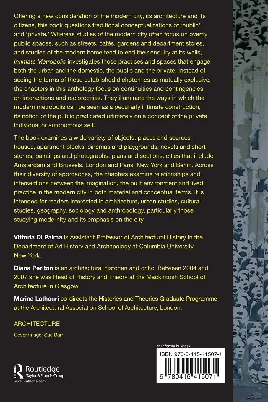 Rückseite: 9780415415071 | Intimate Metropolis | Urban Subjects in the Modern City | Taschenbuch