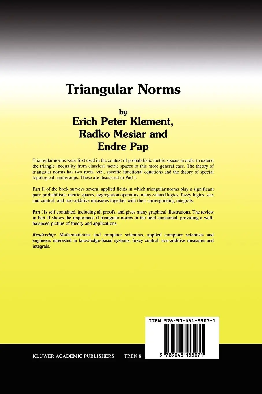 Rückseite: 9789048155071 | Triangular Norms | Erich Peter Klement (u. a.) | Taschenbuch | xix