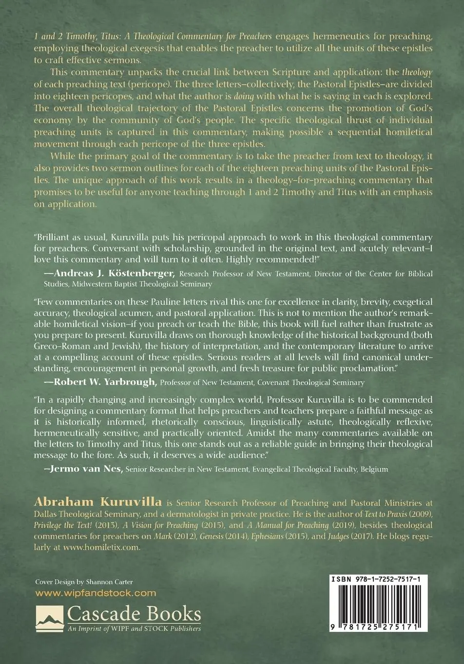 Rückseite: 9781725275171 | 1 and 2 Timothy, Titus | Abraham Kuruvilla | Taschenbuch | Englisch