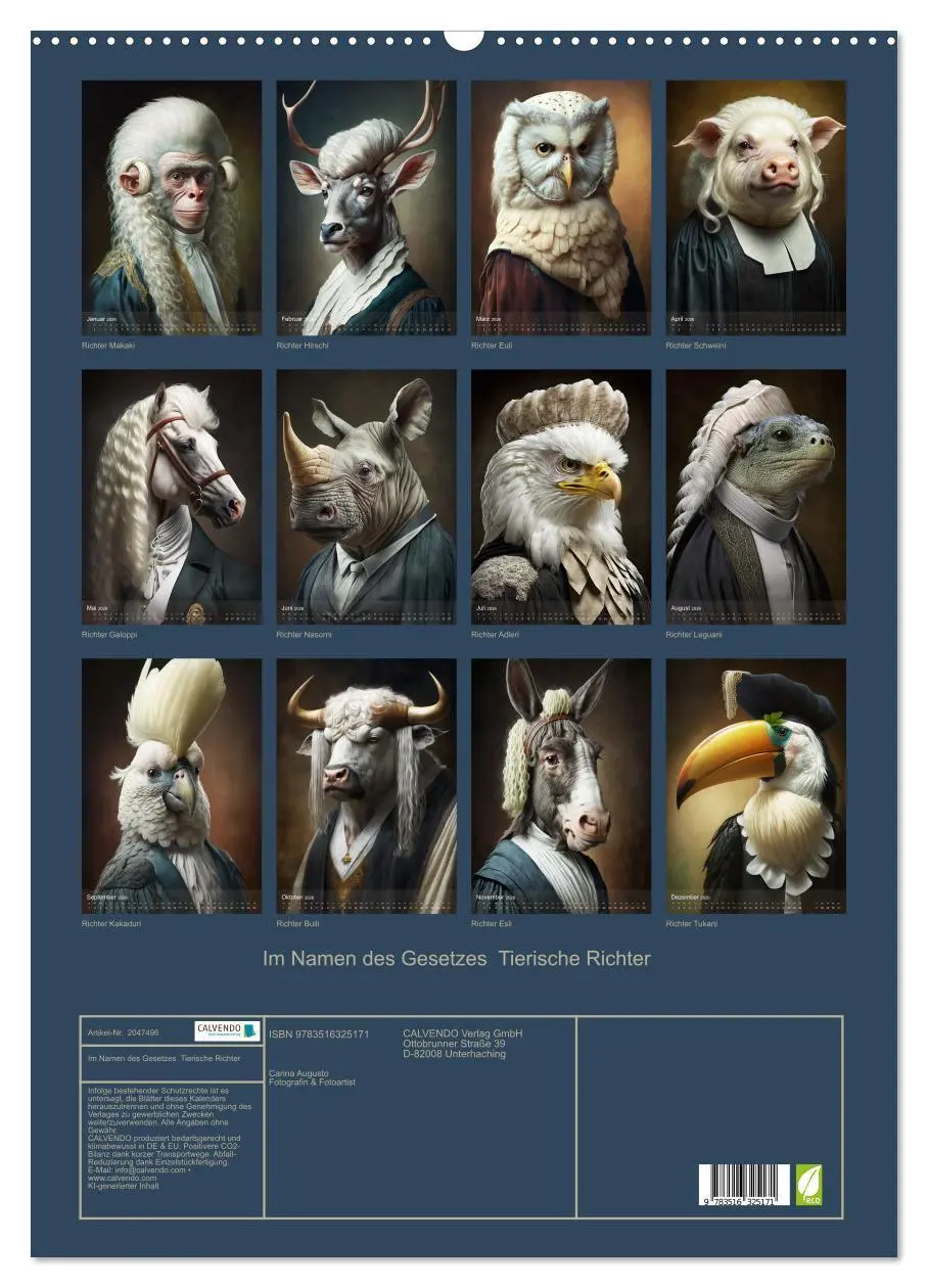 Bild: 9783516325171 | Im Namen des Gesetzes Tierische Richter (Wandkalender 2026 DIN A2...
