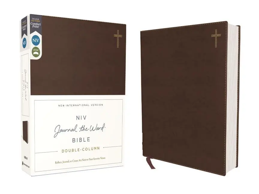 Cover: 9780310455271 | Niv, Journal the Word Bible, Double-Column, Leathersoft, Brown, Red...