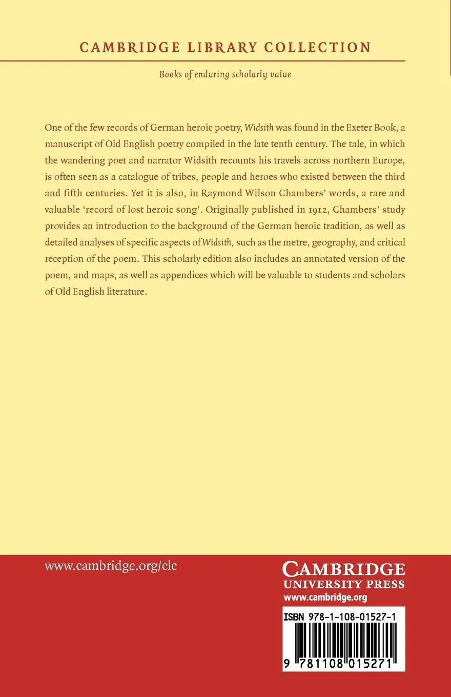 Rückseite: 9781108015271 | Widsith | Raymond Wilson Chambers | Taschenbuch | Englisch | 2010