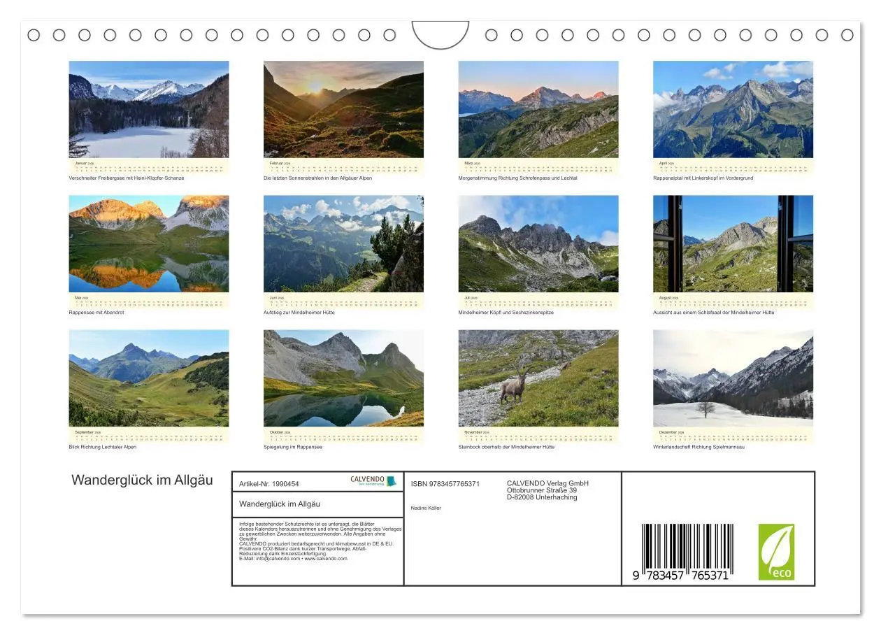 Bild: 9783457765371 | Wanderglück im Allgäu (Wandkalender 2026 DIN A4 quer), CALVENDO...