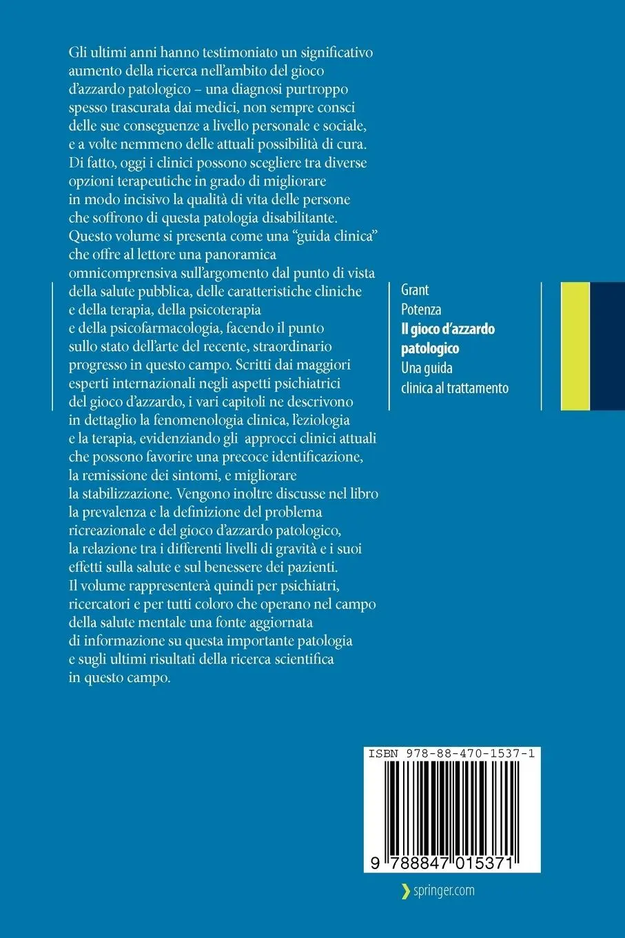 Rückseite: 9788847015371 | Il Gioco d'Azzardo Patologico | Una Guida Clinica Al Trattamento | xx