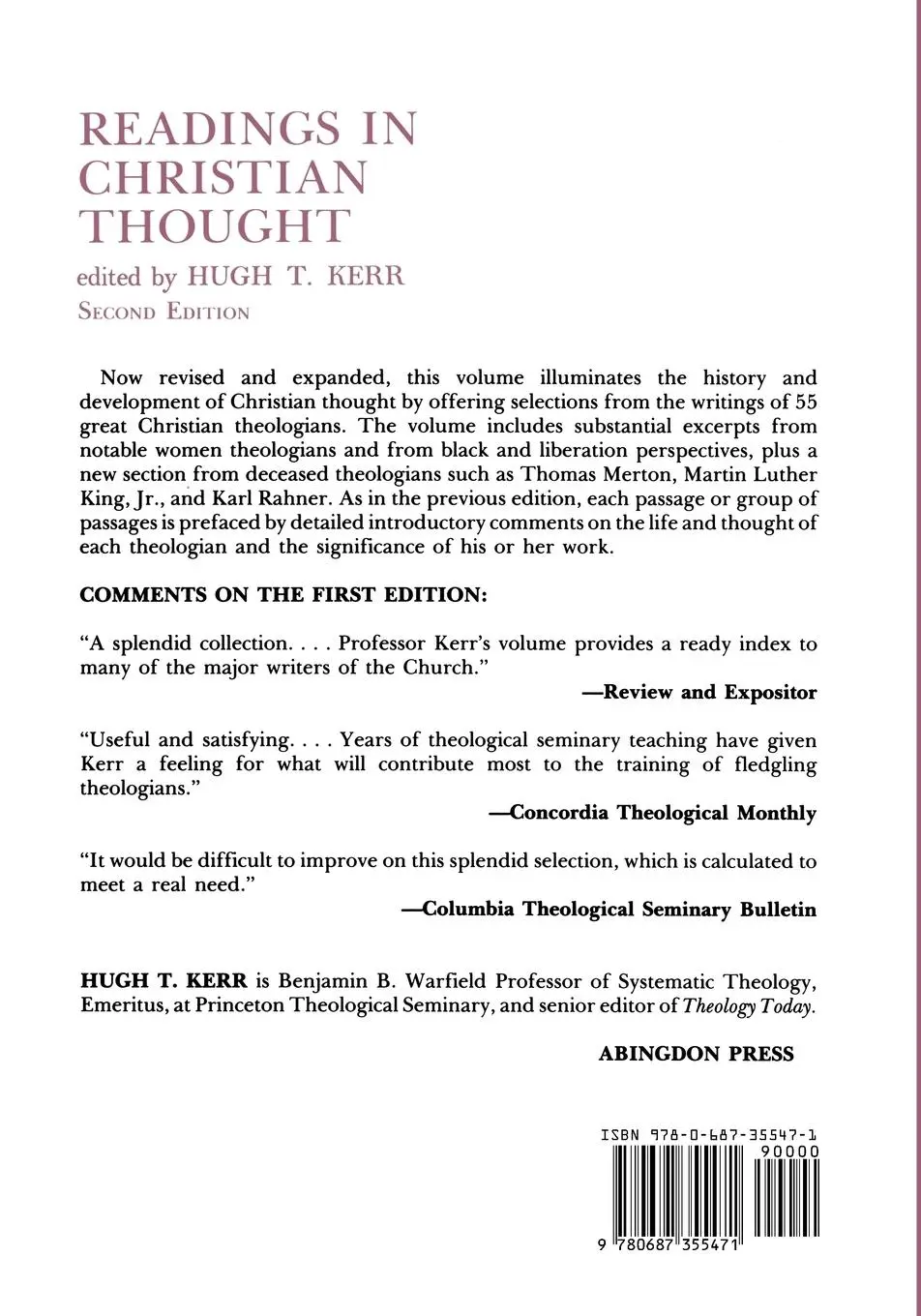 Rückseite: 9780687355471 | Readings in Christian Thought (Second Edition) | H. Kerr | Taschenbuch