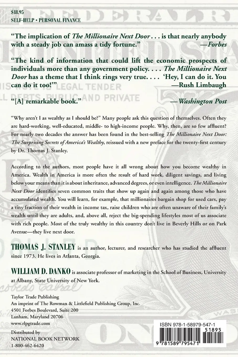 Rückseite: 9781589795471 | The Millionaire Next Door | Thomas J. Stanley (u. a.) | Taschenbuch