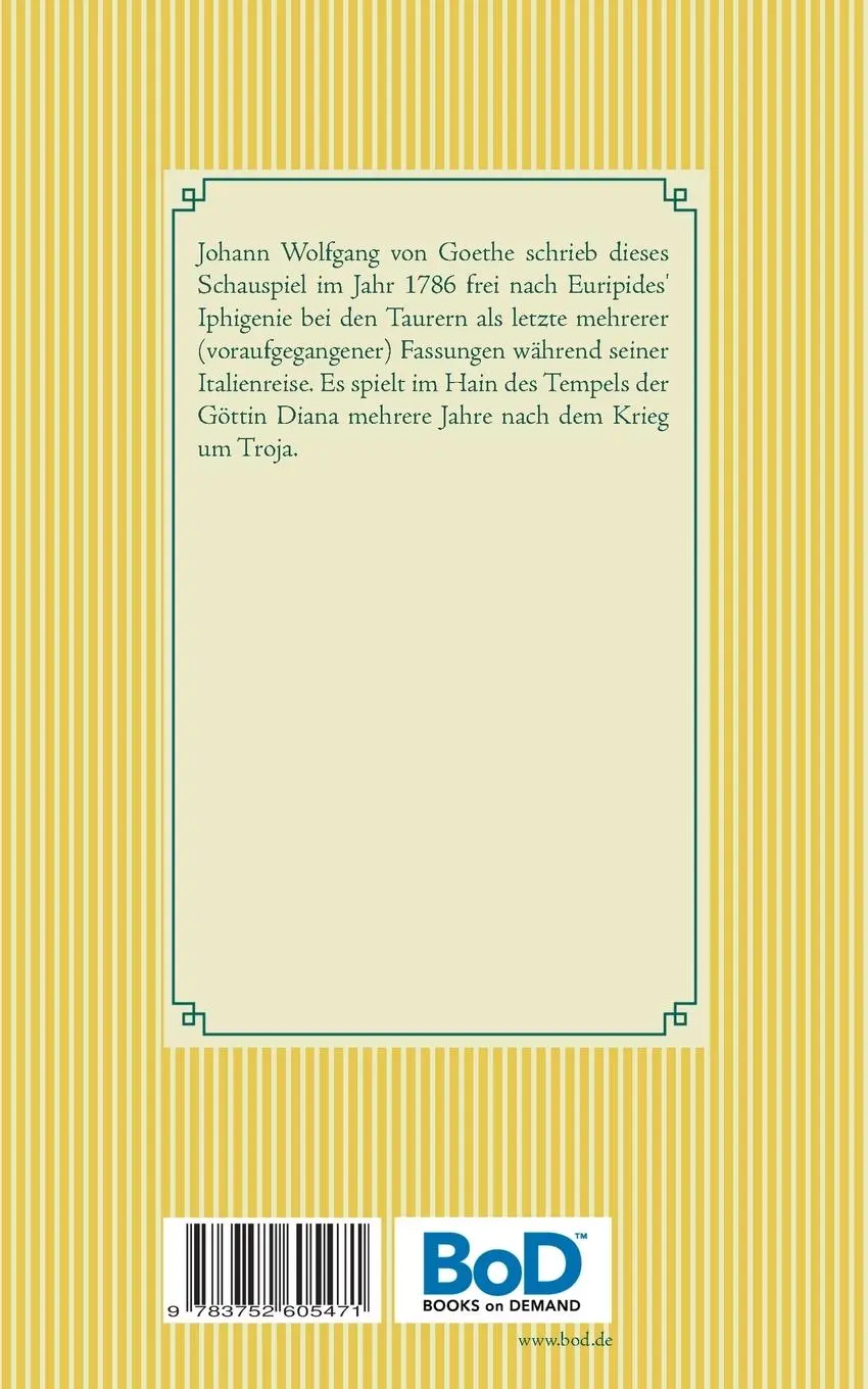 Rückseite: 9783752605471 | Iphigenie auf Tauris | Band 103 | Johann Wolfgang von Goethe | Buch