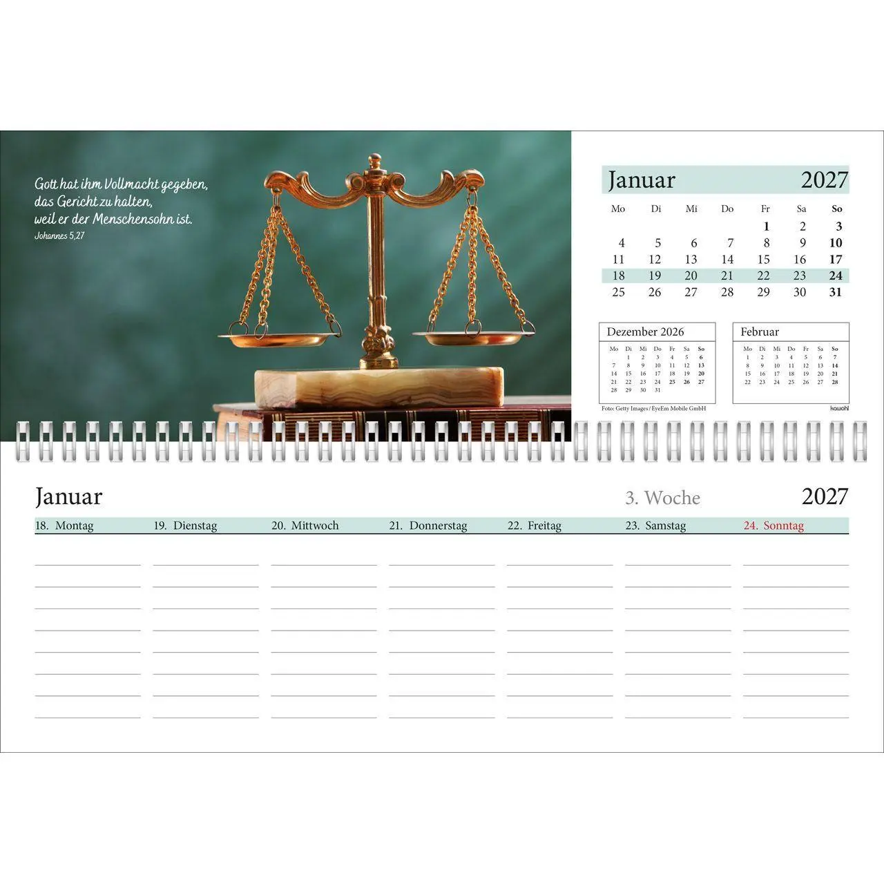 Bild: 9783754825471 | In deine Hand leg ich den Tag 2027 | Wochen-Tischkalender | Kalender