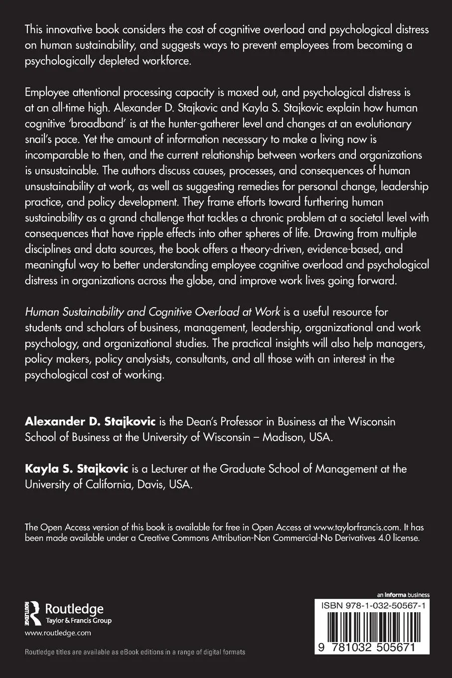 Rückseite: 9781032505671 | Human Sustainability and Cognitive Overload at Work | Taschenbuch