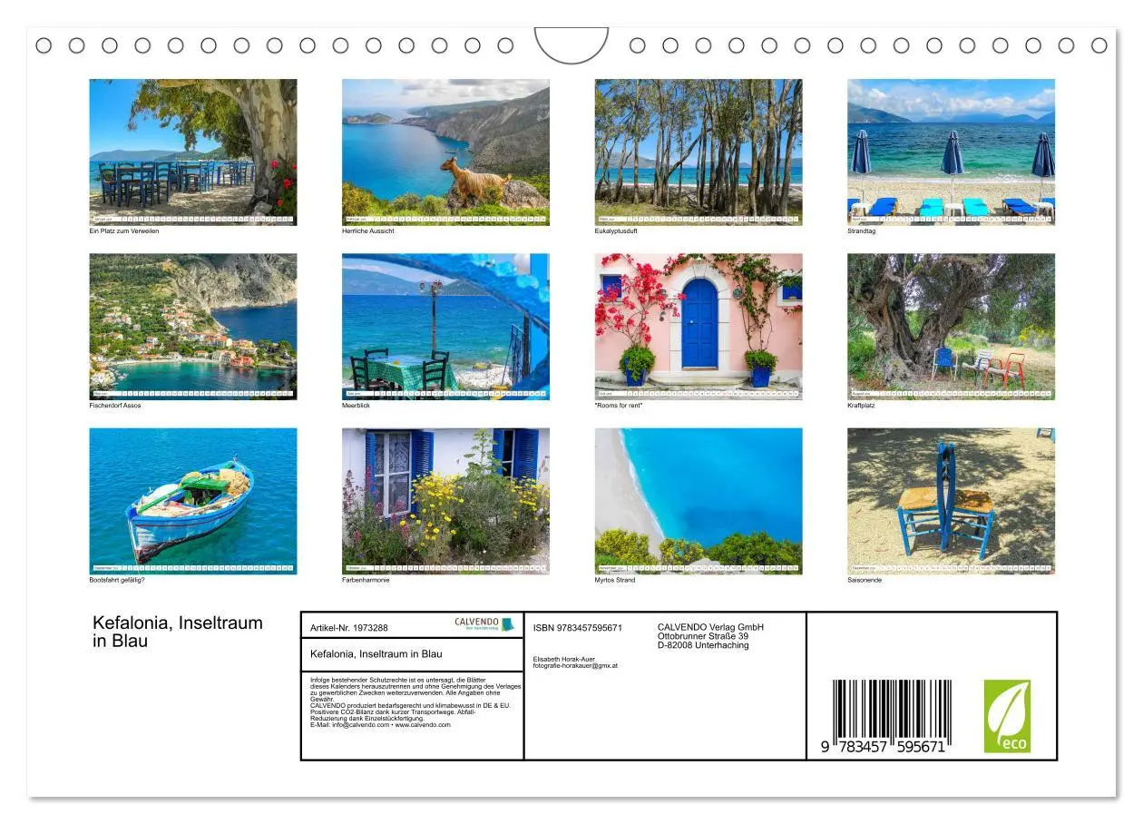 Bild: 9783457595671 | Kefalonia, Inseltraum in Blau (Wandkalender 2026 DIN A4 quer),...