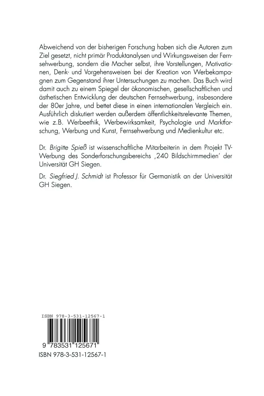 Rückseite: 9783531125671 | Die Geburt der schönen Bilder | Brigitte Spieß | Taschenbuch | 168 S.
