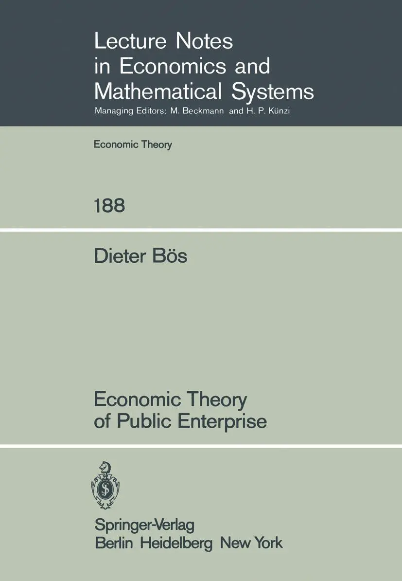 Cover: 9783540105671 | Economic Theory of Public Enterprise | D. Bös | Taschenbuch | vii