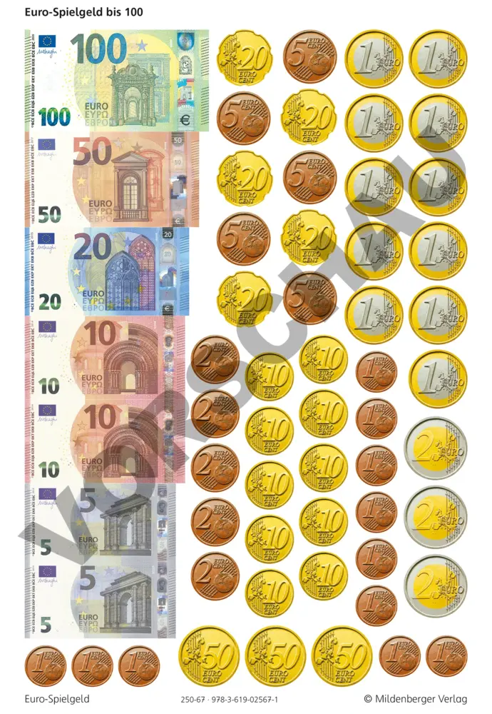 Cover: 9783619025671 | EURO-Spielgeld bis 100, 10 Bogen | Mildenberger Verlag GmbH | 10 S.