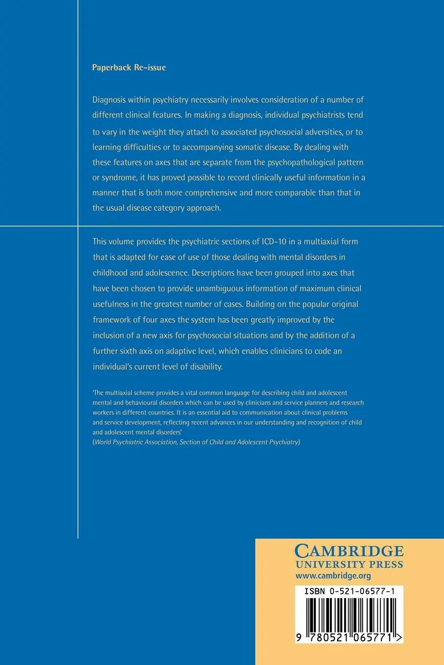 Rückseite: 9780521065771 | Multiaxial Classification of Child and Adolescent Psychiatric...