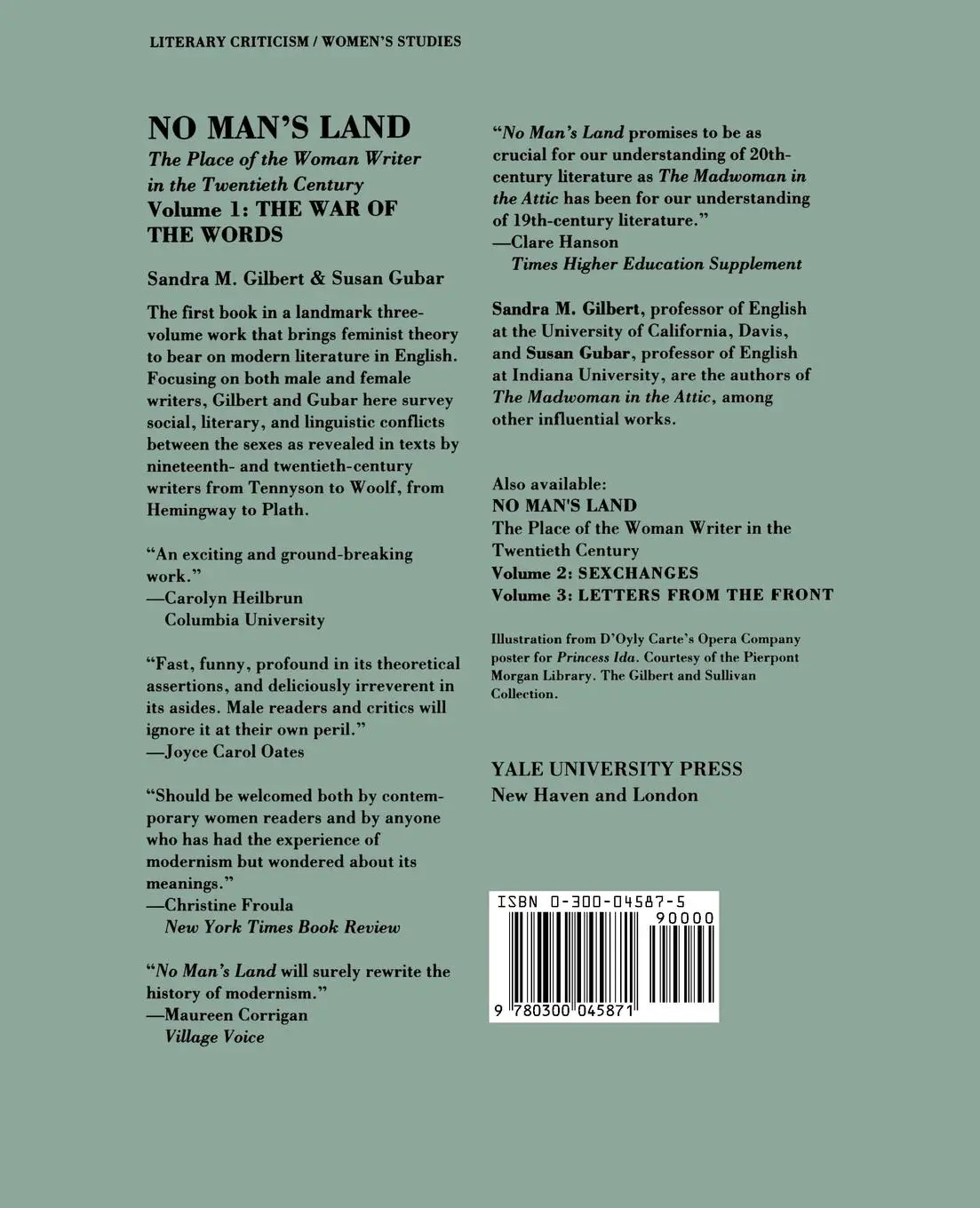 Rückseite: 9780300045871 | No Man's Land | Sandra M. Gilbert | Taschenbuch | Englisch | 1989