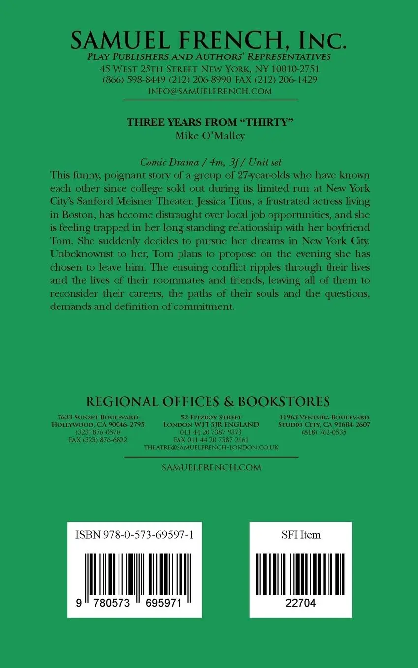 Rückseite: 9780573695971 | Three Years from Thirty | Mike O'Malley | Taschenbuch | Englisch