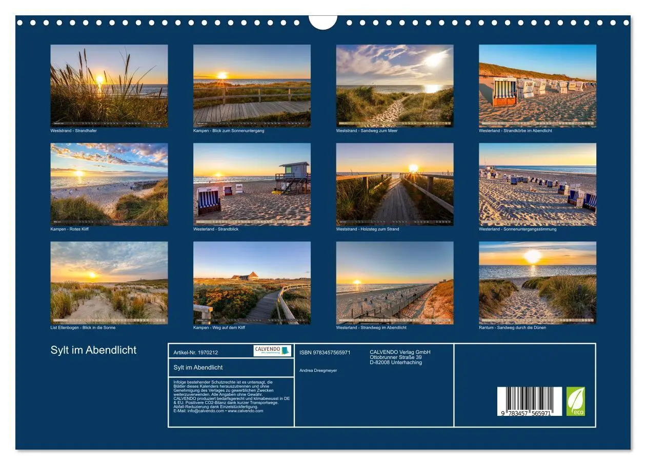 Bild: 9783457565971 | Sylt im Abendlicht (Wandkalender 2026 DIN A3 quer), CALVENDO...