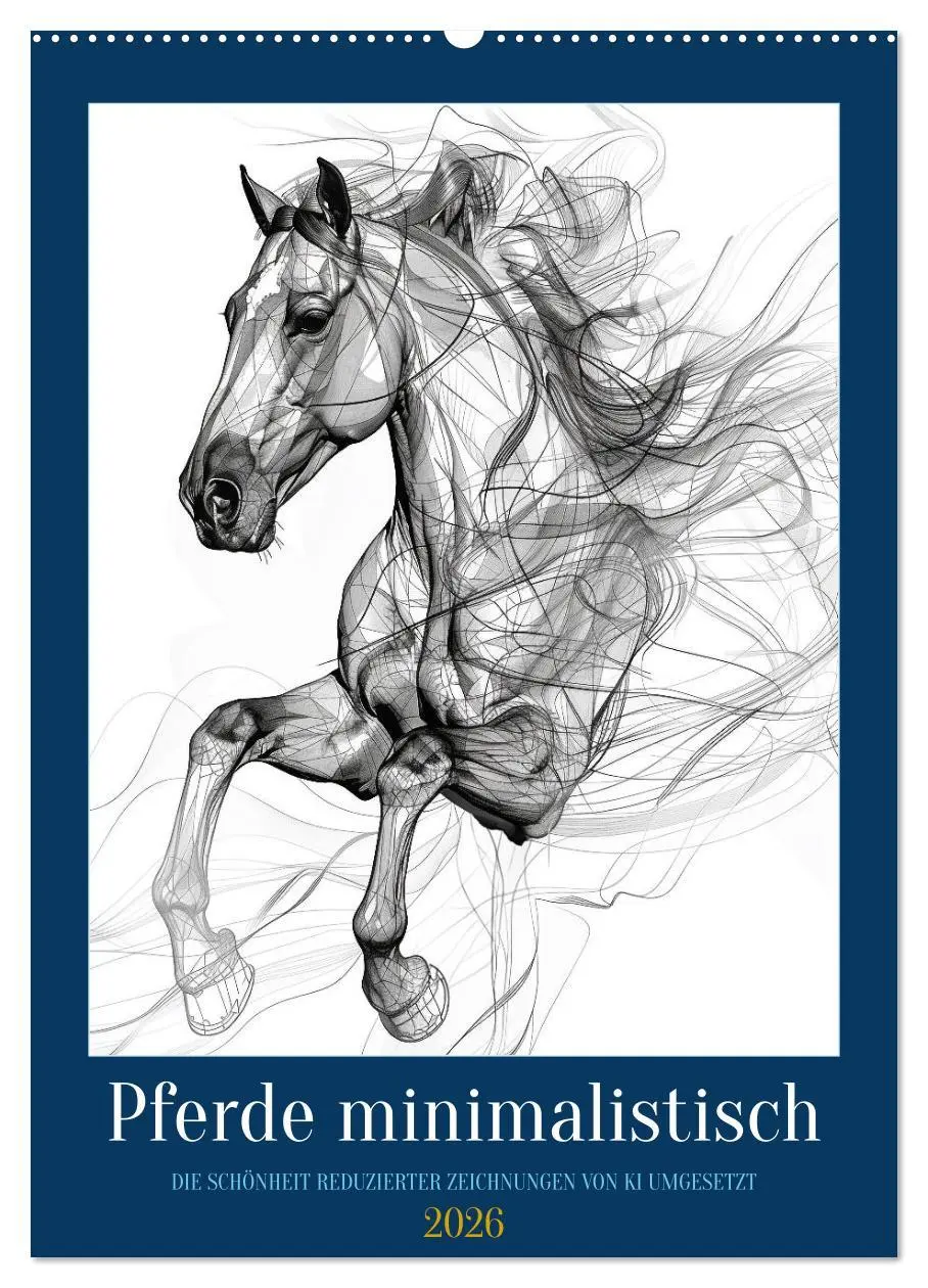 Cover: 9783516275971 | Pferde minimalistisch (Wandkalender 2026 DIN A2 hoch), CALVENDO...