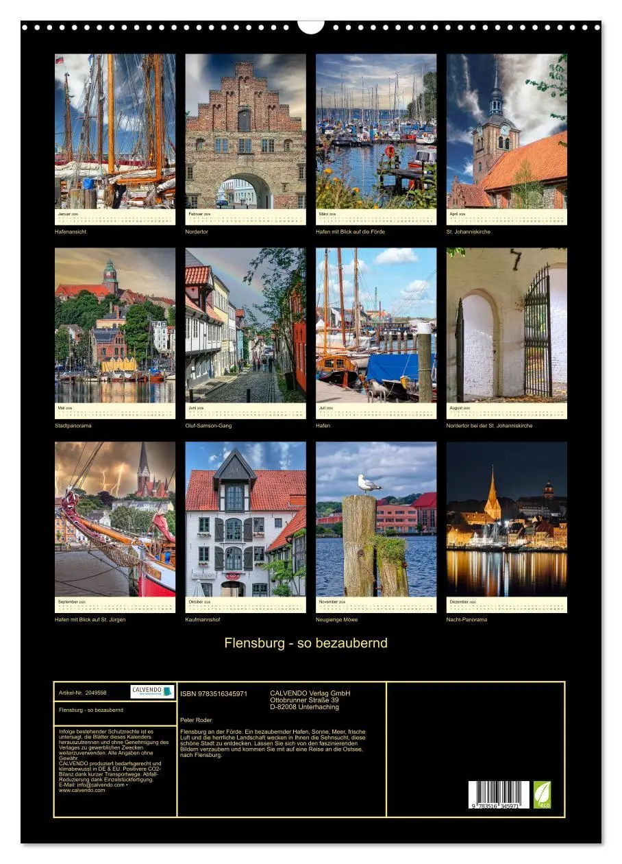 Bild: 9783516345971 | Flensburg - so bezaubernd (Wandkalender 2026 DIN A2 hoch), CALVENDO...