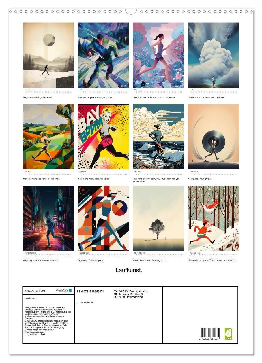 Bild: 9783516655971 | Laufkunst. (Wandkalender 2026 DIN A2 hoch), CALVENDO Monatskalender