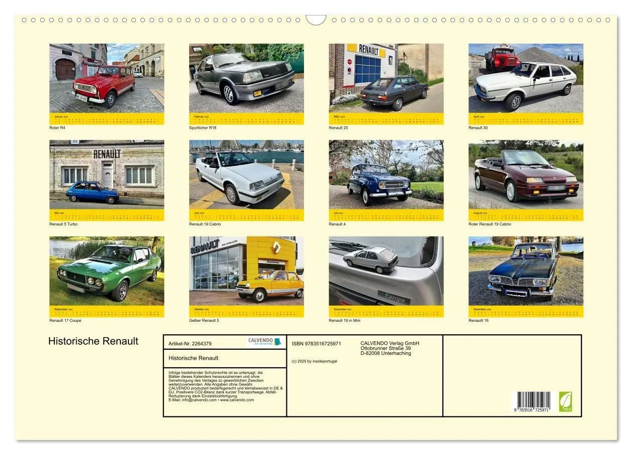 Bild: 9783516725971 | Historische Renault (Wandkalender 2026 DIN A2 quer), CALVENDO...