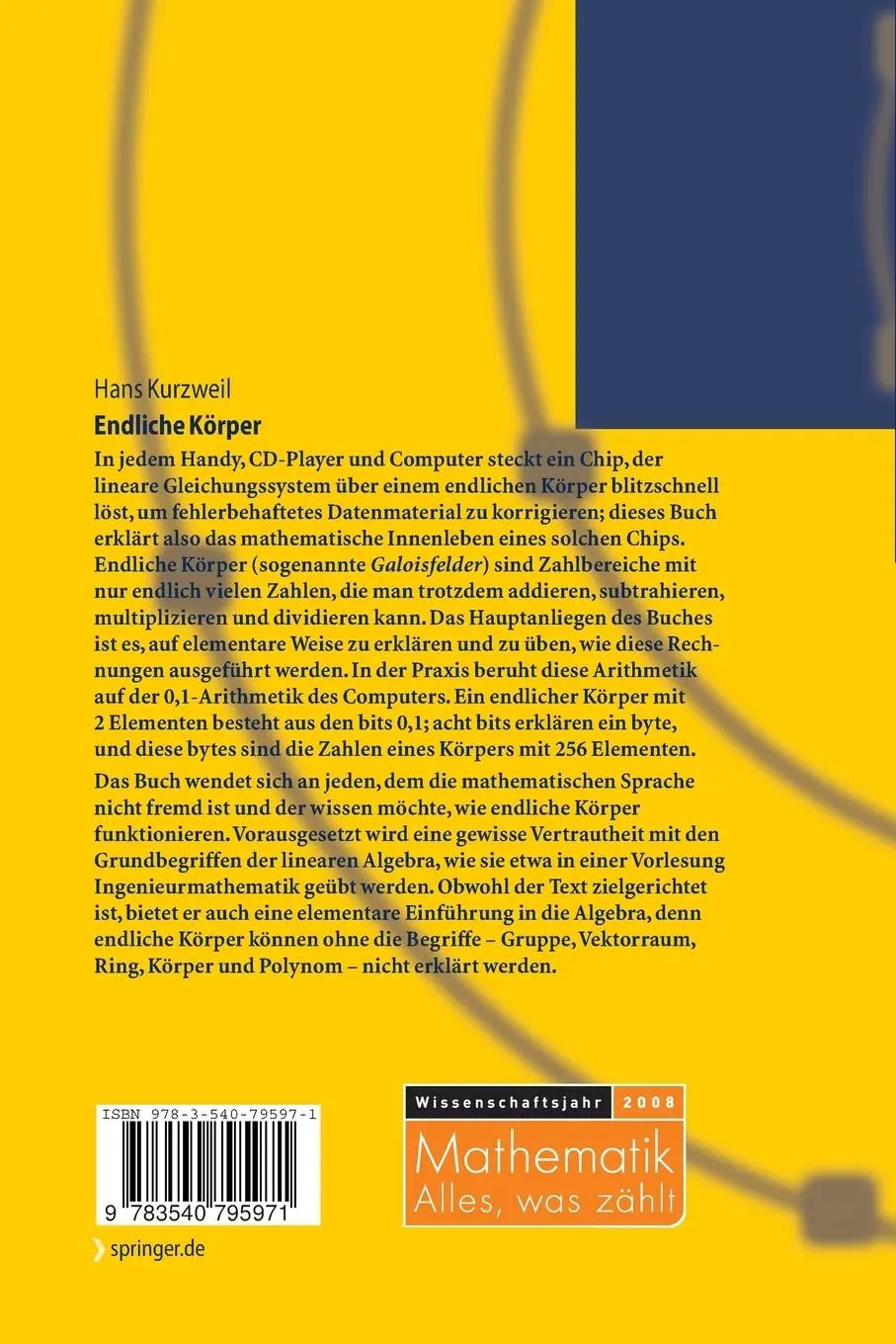 Rückseite: 9783540795971 | Endliche Körper | Verstehen, Rechnen, Anwenden | Hans Kurzweil | Buch