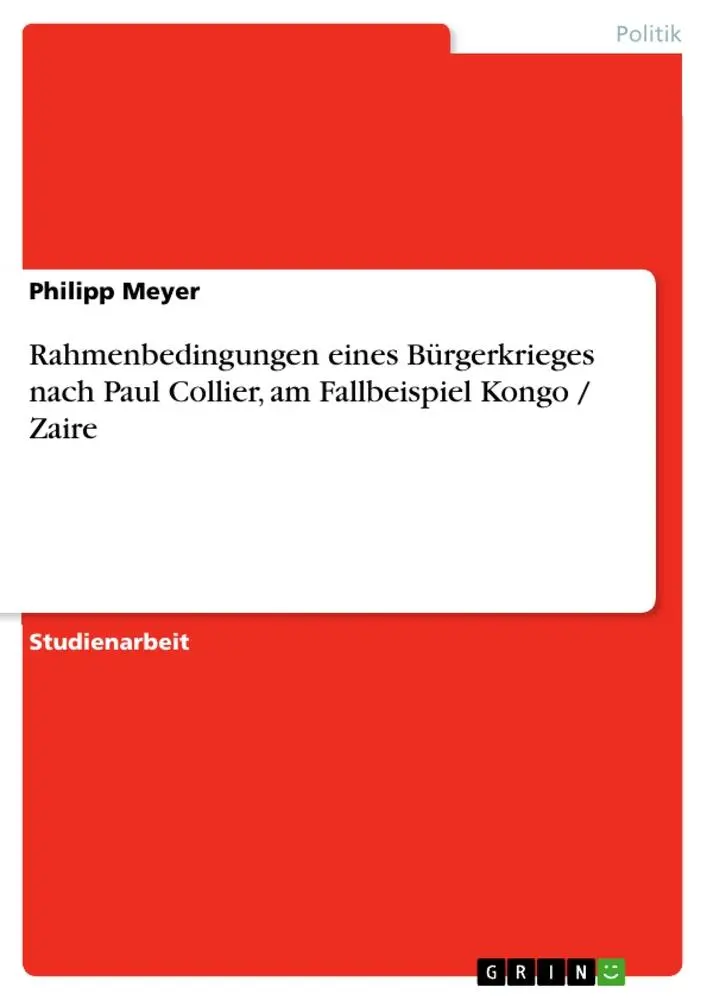 Cover: 9783640855971 | Rahmenbedingungen eines Bürgerkrieges nach Paul Collier, am...