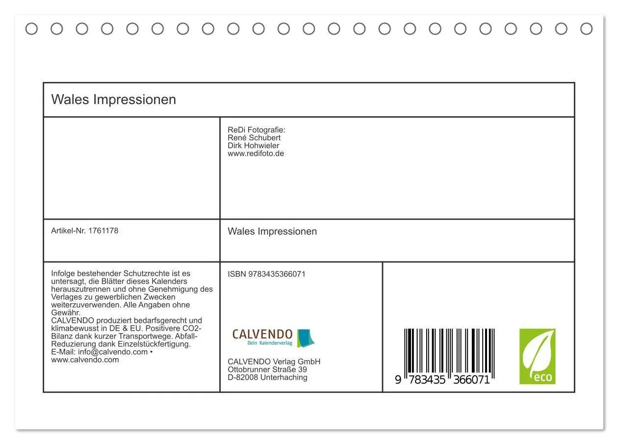 Bild: 9783435366071 | Wales Impressionen (Tischkalender 2025 DIN A5 quer), CALVENDO...