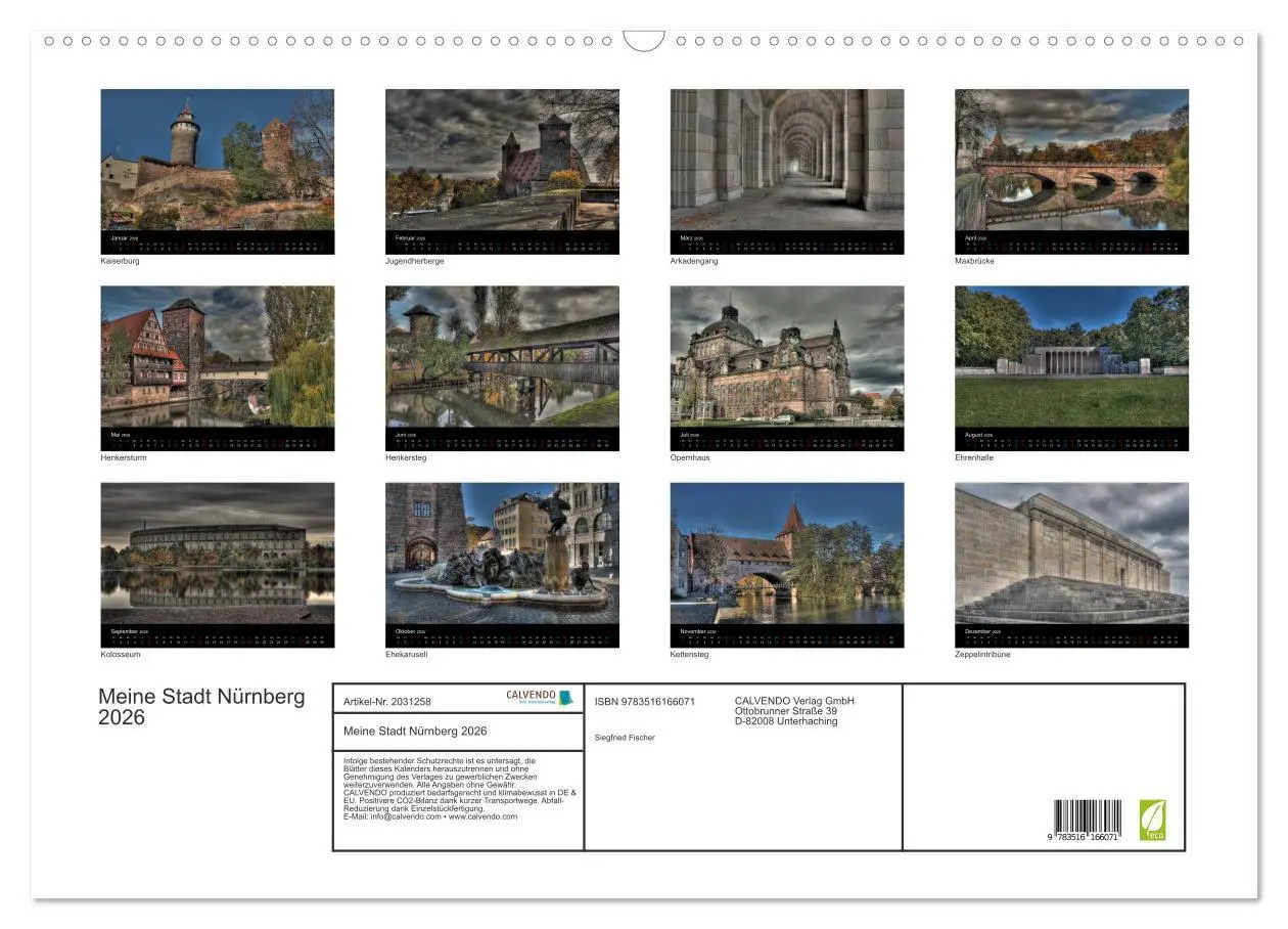 Bild: 9783516166071 | Meine Stadt Nürnberg 2026 (Wandkalender 2026 DIN A2 quer), CALVENDO...