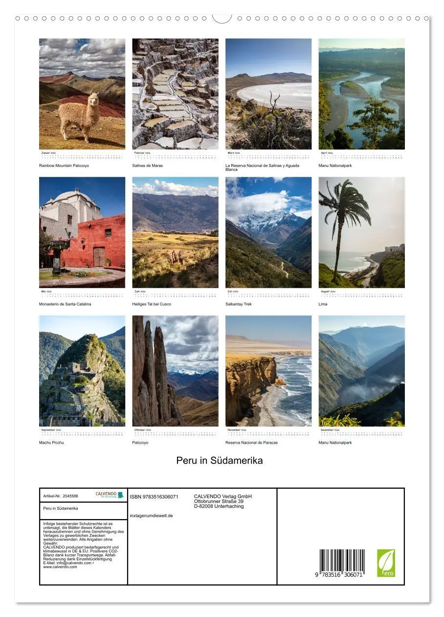Bild: 9783516306071 | Peru in Südamerika (hochwertiger Premium Wandkalender 2026 DIN A2...