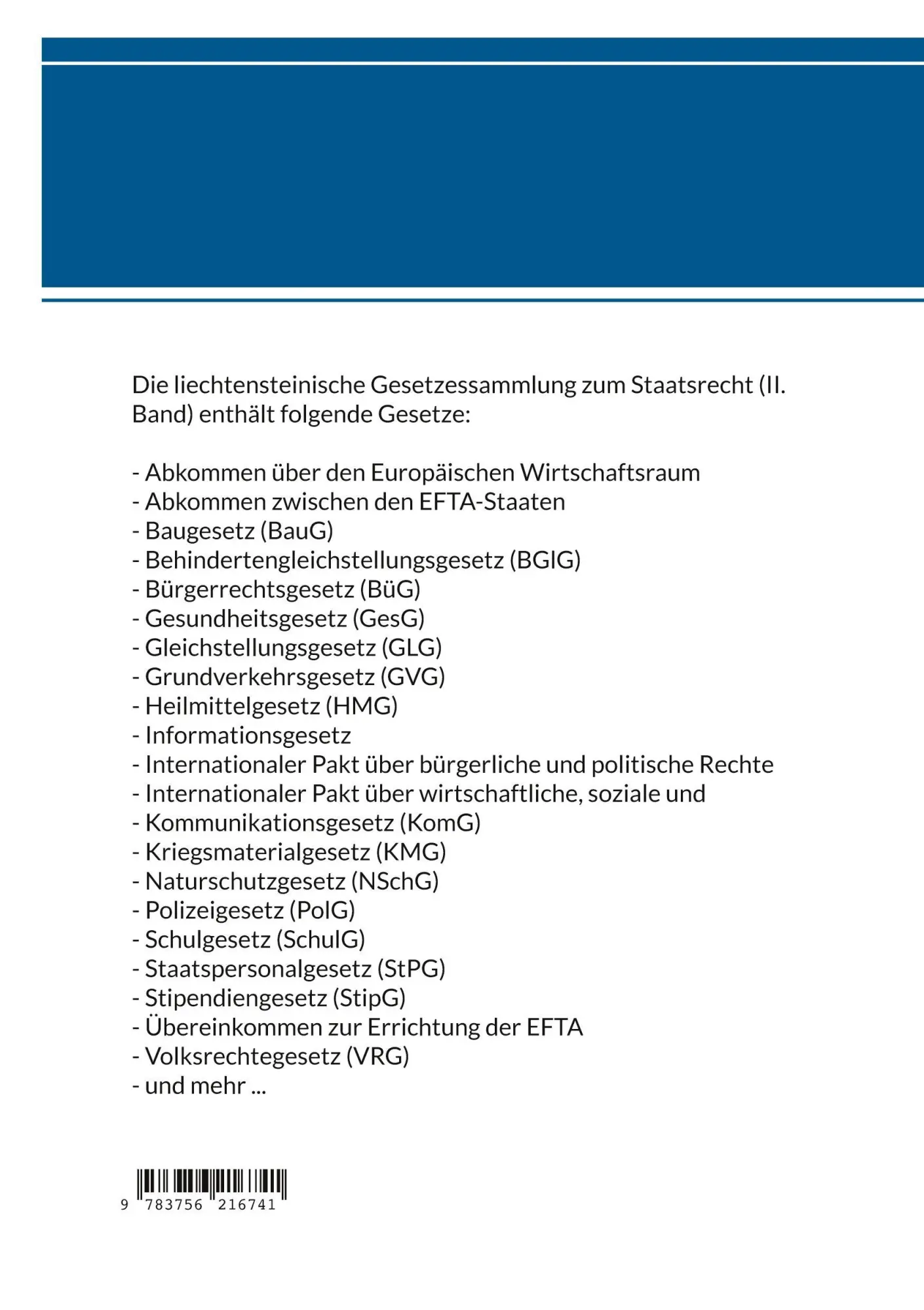 Rückseite: 9783750496071 | Gesetzessammlung des liechtensteinischen Rechts | Staatsrecht II