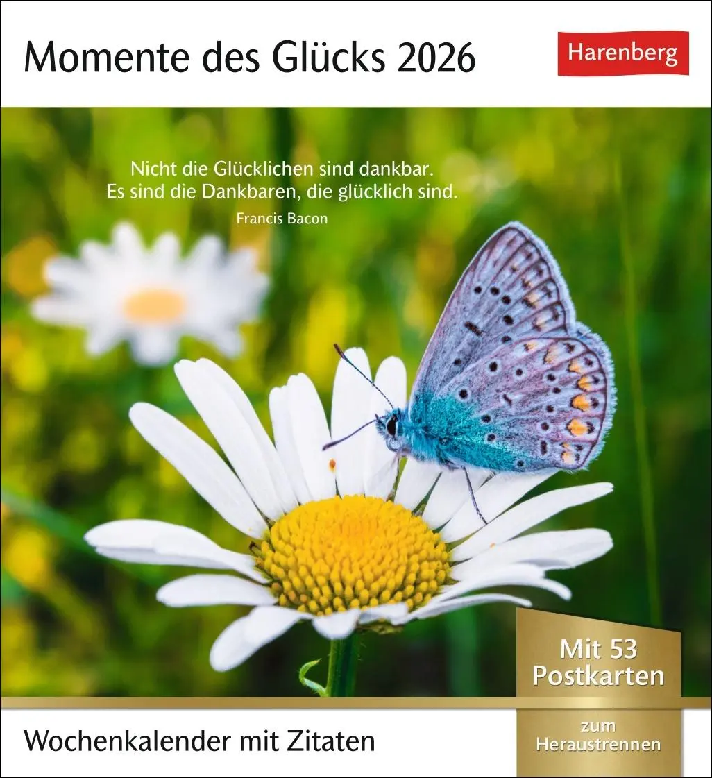 Cover: 9783840036071 | Momente des Glücks Postkartenkalender 2026 - Wochenkalender mit...