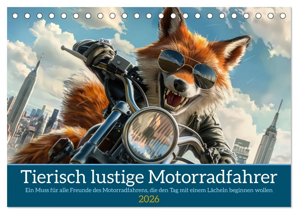 Cover: 9783457376171 | Tierisch lustige Motorradfahrer (Tischkalender 2026 DIN A5 quer),...