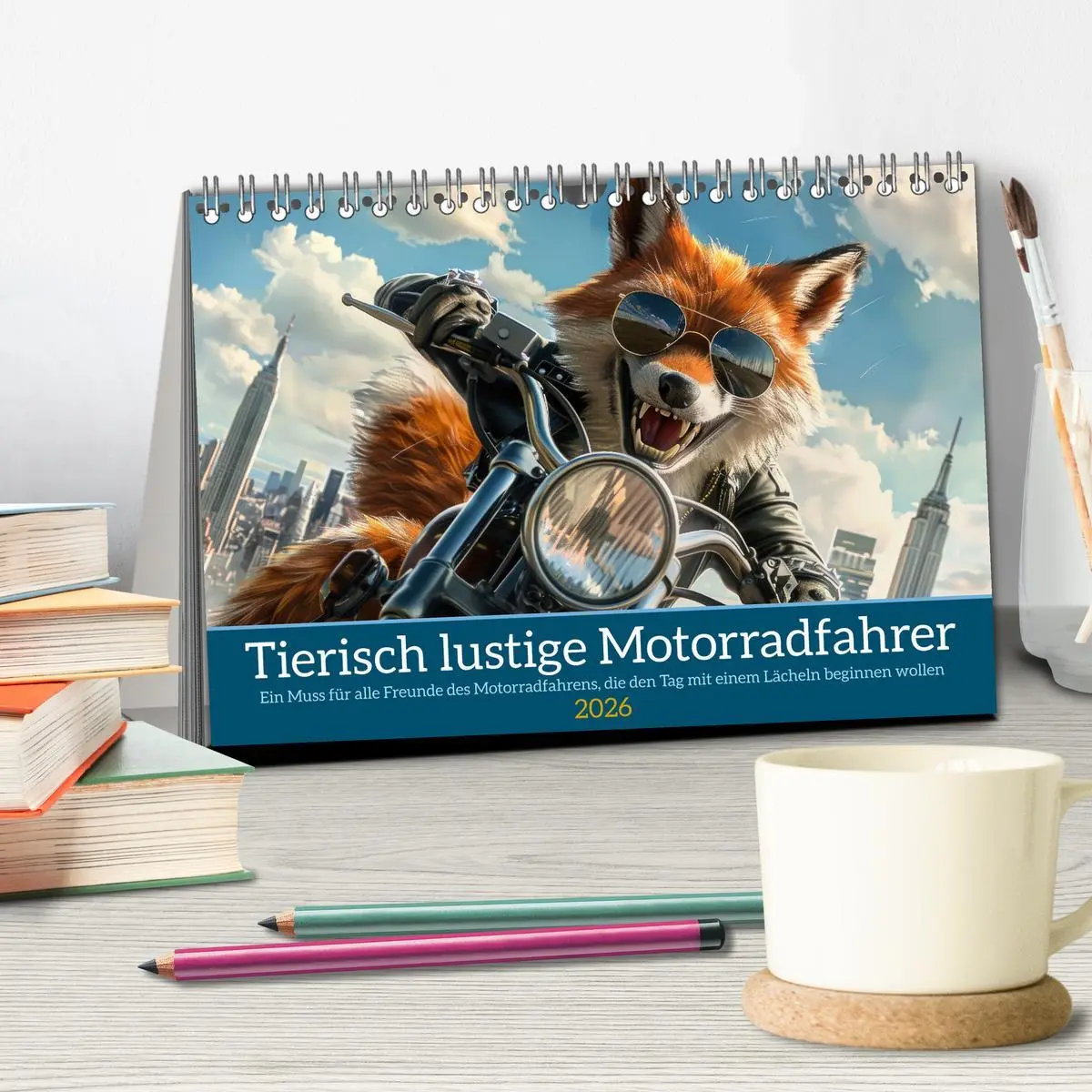 Bild: 9783457376171 | Tierisch lustige Motorradfahrer (Tischkalender 2026 DIN A5 quer),...