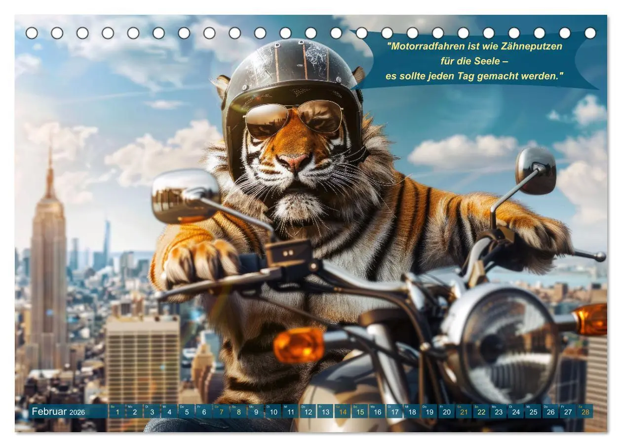 Bild: 9783457376171 | Tierisch lustige Motorradfahrer (Tischkalender 2026 DIN A5 quer),...