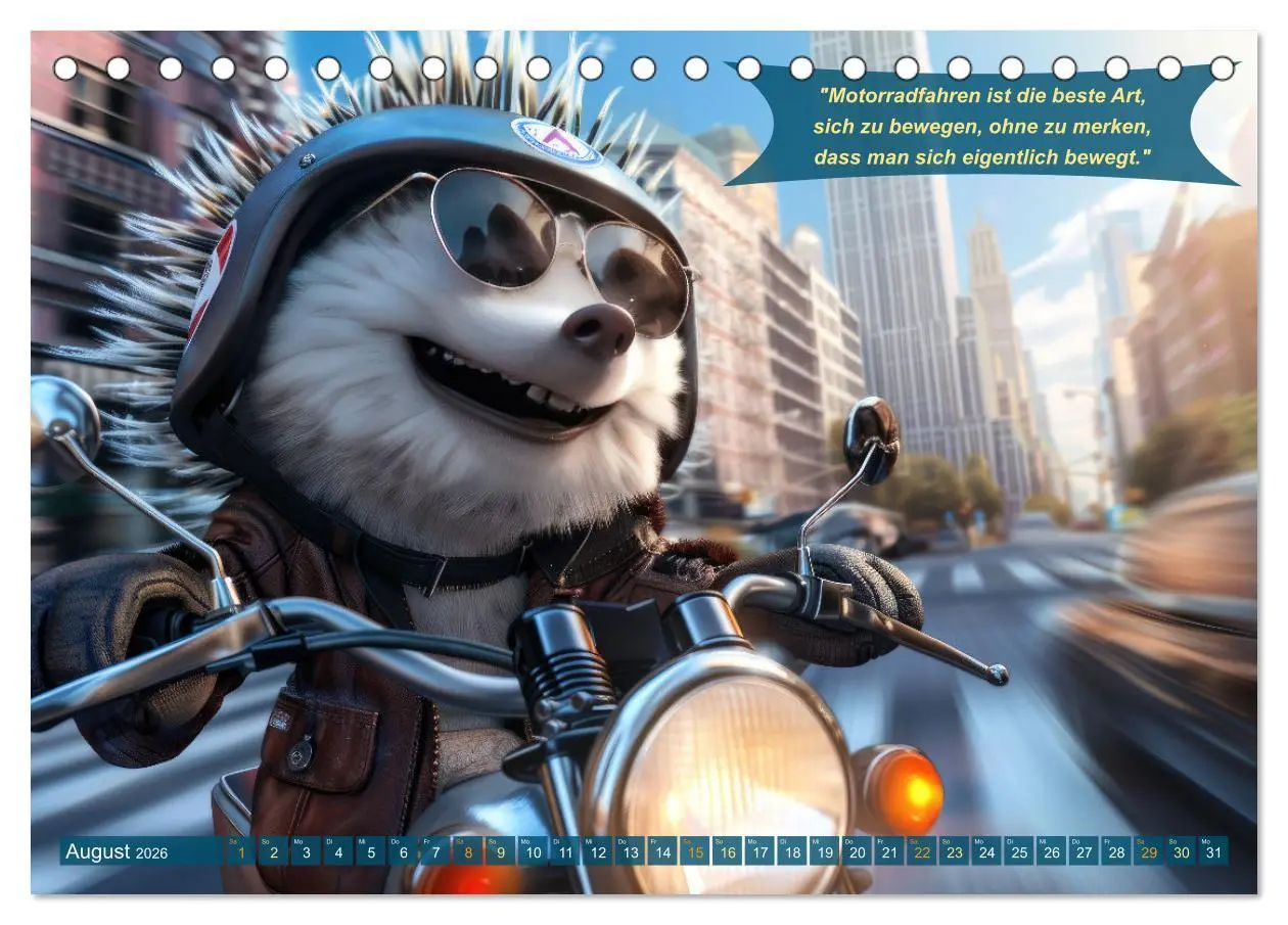 Bild: 9783457376171 | Tierisch lustige Motorradfahrer (Tischkalender 2026 DIN A5 quer),...