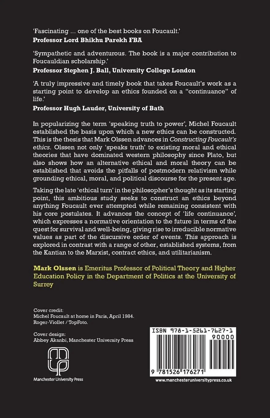 Rückseite: 9781526176271 | Constructing Foucault's ethics | Mark Olssen | Taschenbuch | Englisch