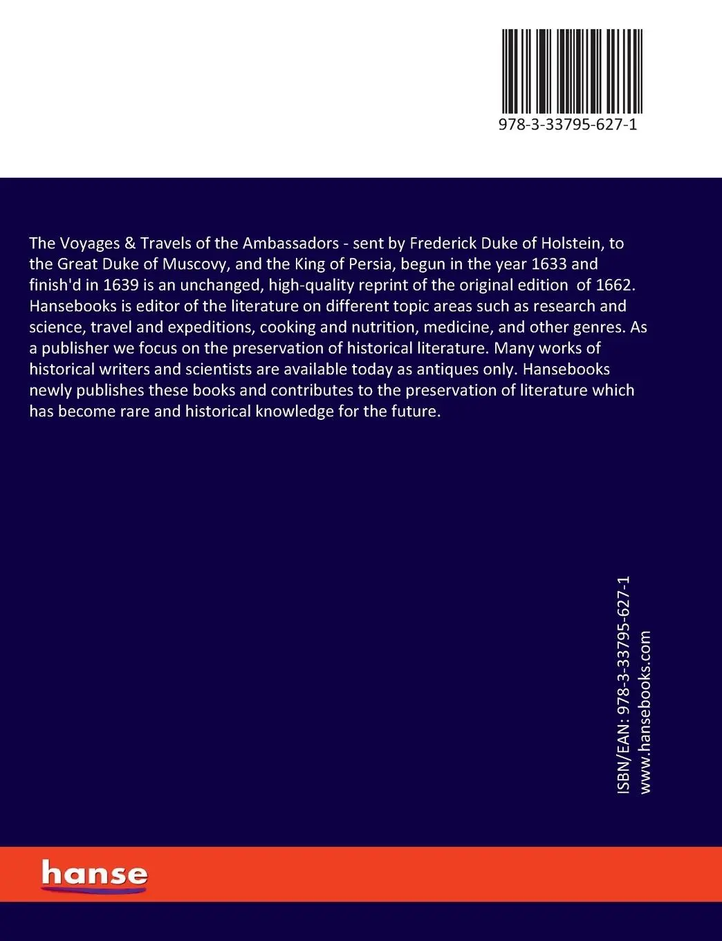 Rückseite: 9783337956271 | The Voyages &amp; Travels of the Ambassadors | Adam Olearius | Taschenbuch