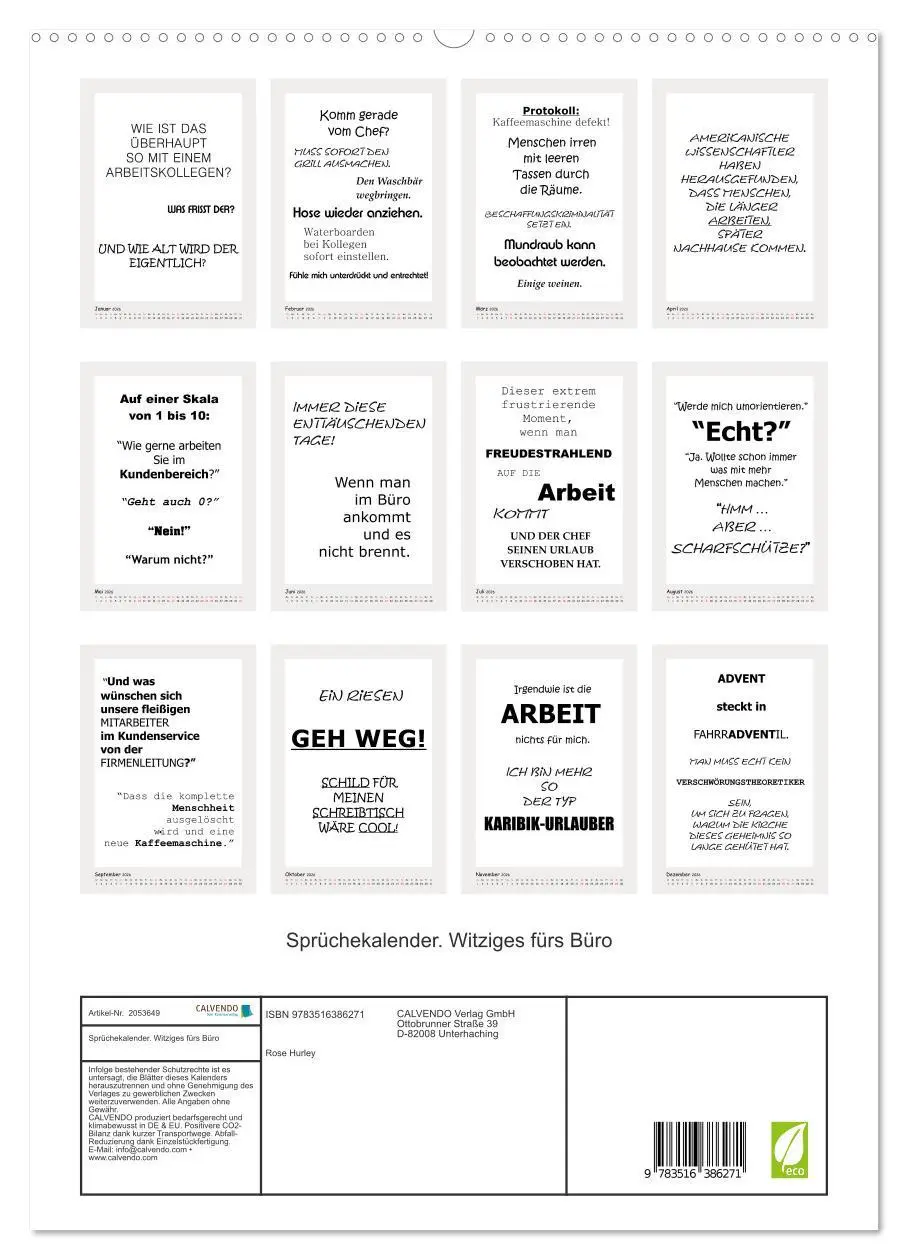 Bild: 9783516386271 | Sprüchekalender. Witziges fürs Büro (hochwertiger Premium...