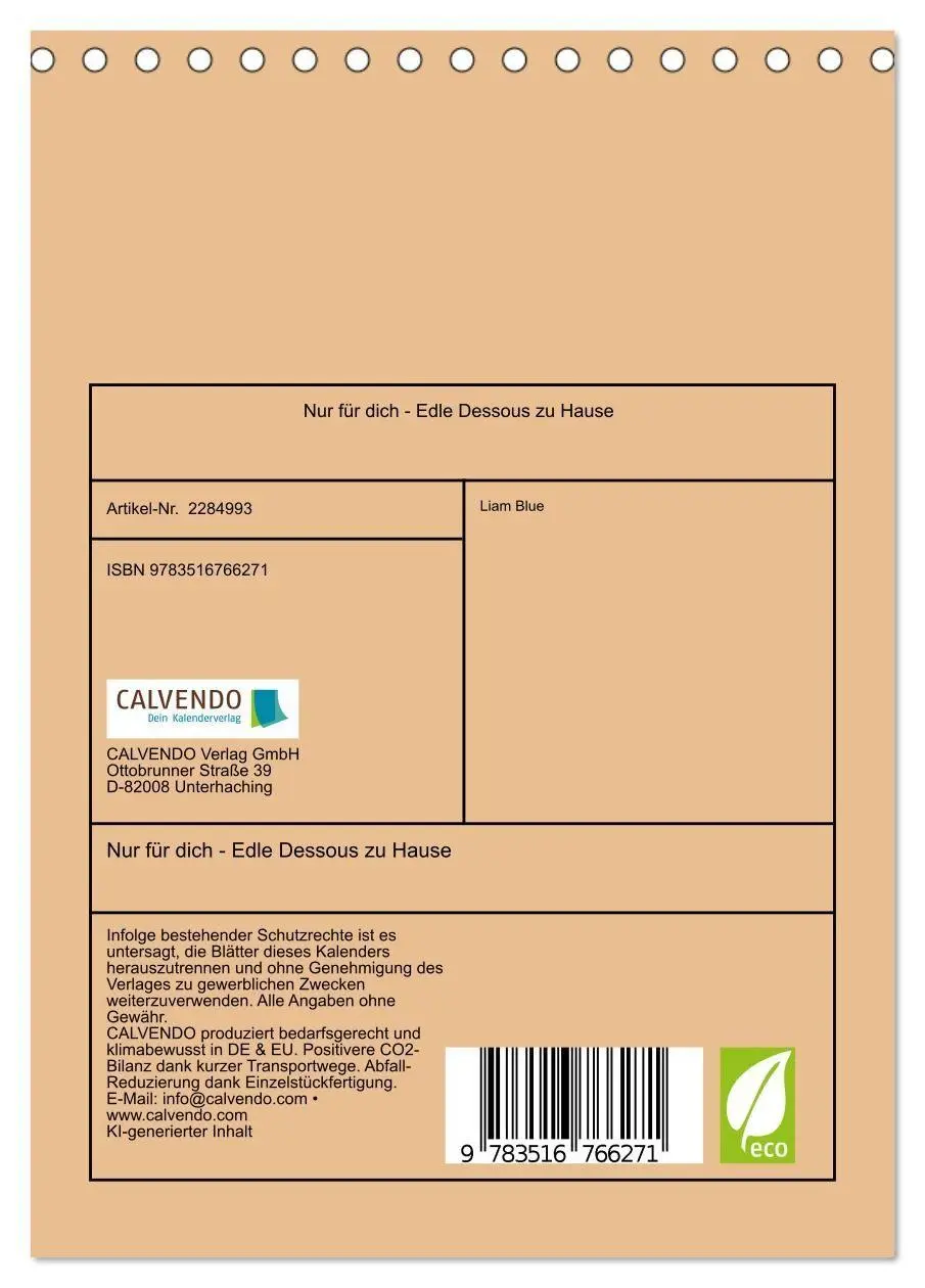 Bild: 9783516766271 | Nur für dich - Edle Dessous zu Hause (Tischkalender 2027 DIN A5...