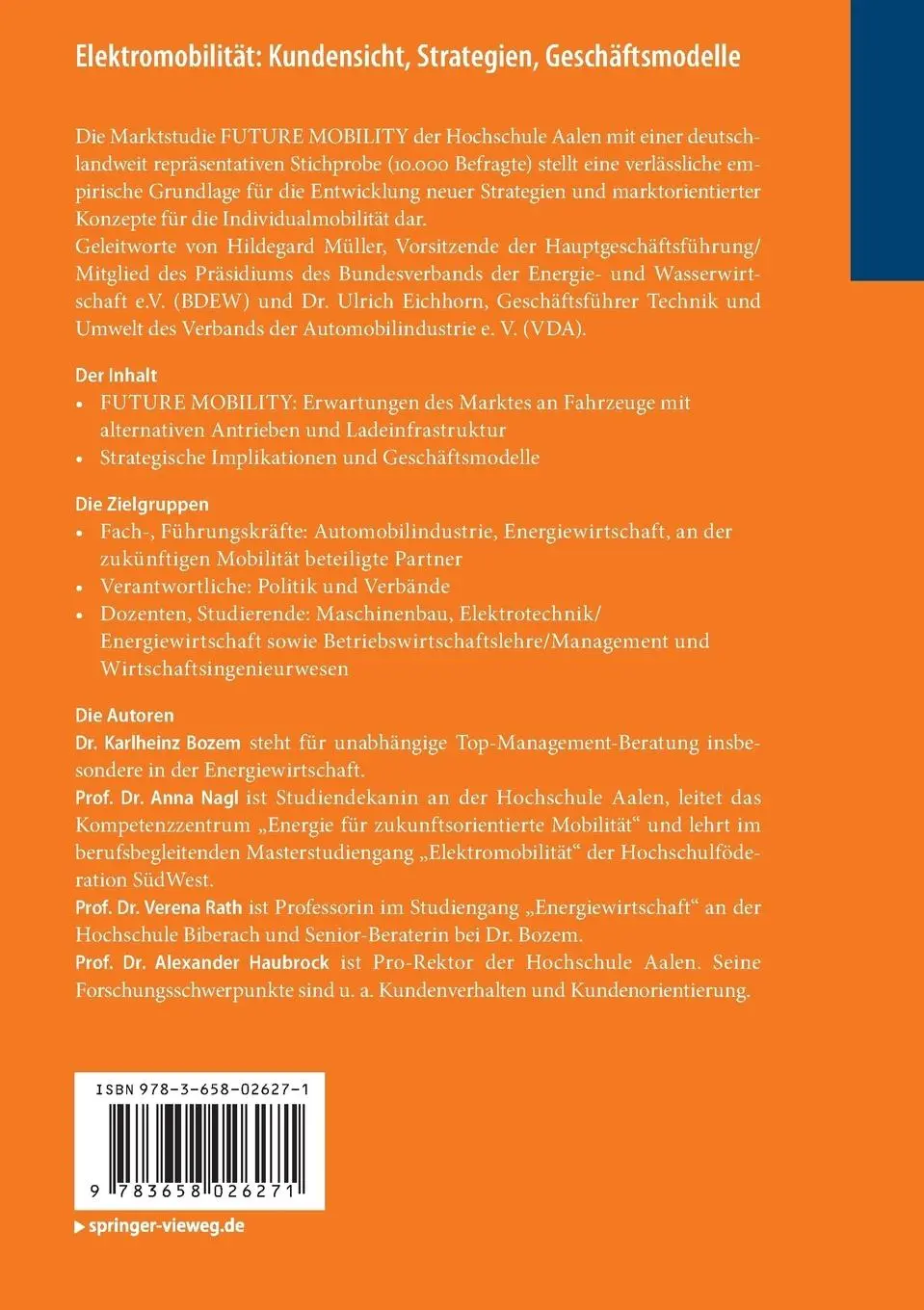 Rückseite: 9783658026271 | Elektromobilität: Kundensicht, Strategien, Geschäftsmodelle | Buch