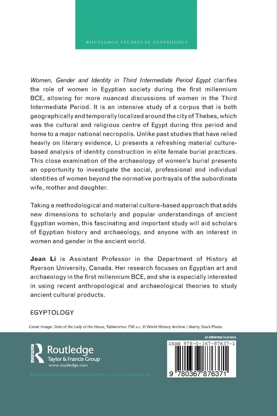 Rückseite: 9780367876371 | Women, Gender and Identity in Third Intermediate Period Egypt | Li