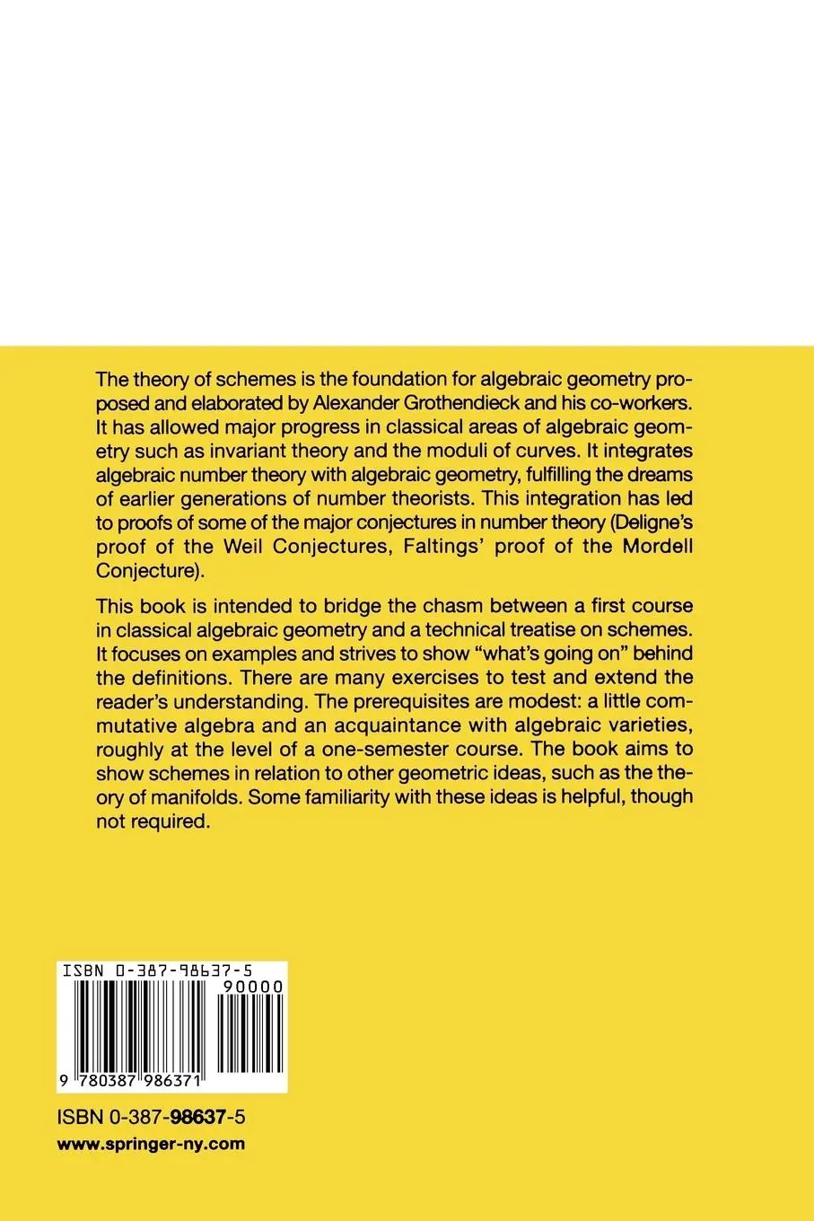 Rückseite: 9780387986371 | The Geometry of Schemes | Joe Harris (u. a.) | Taschenbuch | x | 2000