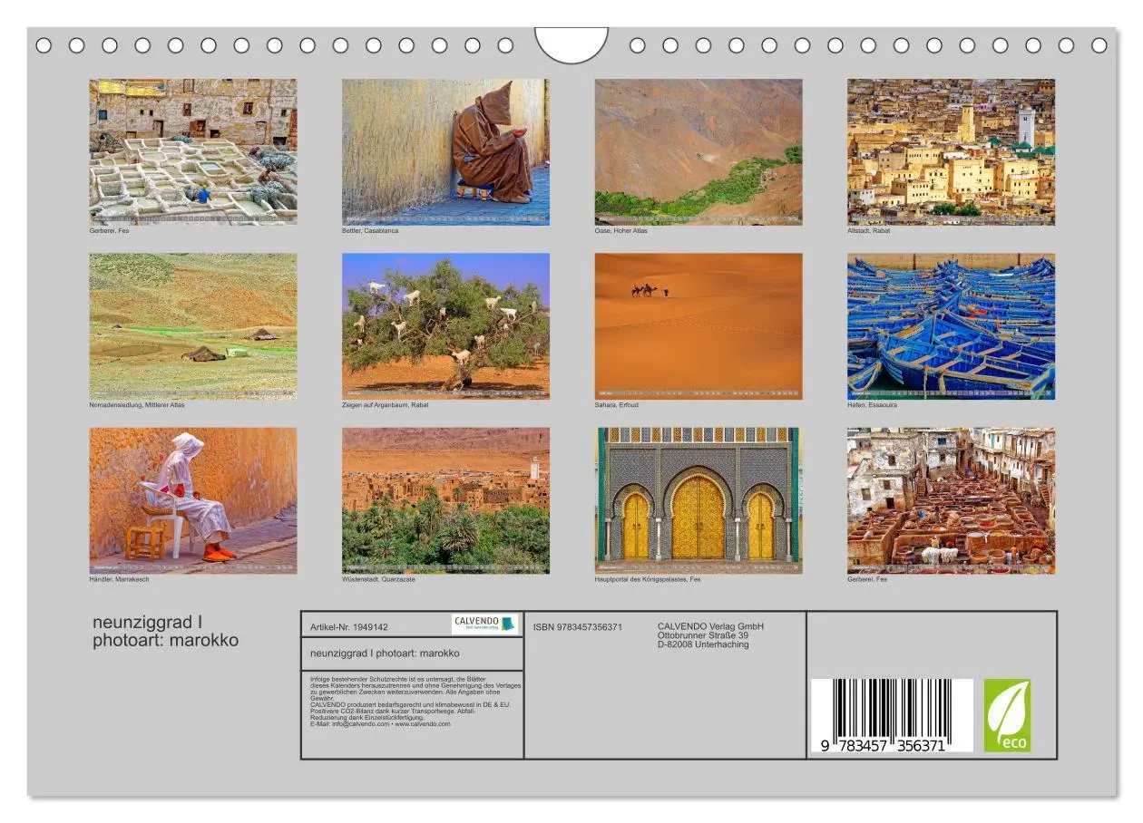 Bild: 9783457356371 | neunziggrad I photoart: marokko (Wandkalender 2026 DIN A4 quer),...