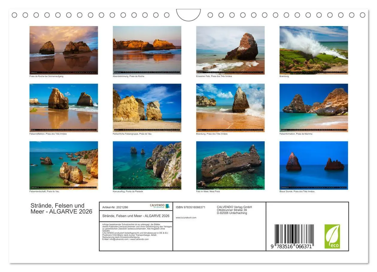 Bild: 9783516066371 | Strände, Felsen und Meer - ALGARVE 2026 (Wandkalender 2026 DIN A4...