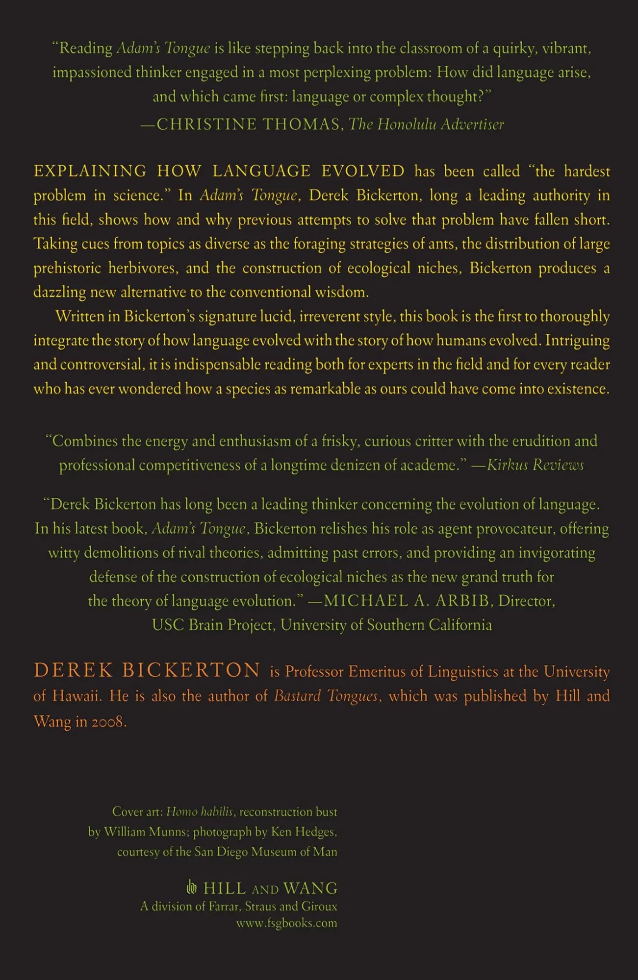 Rückseite: 9780809016471 | Adam's Tongue | How Humans Made Language, How Language Made Humans