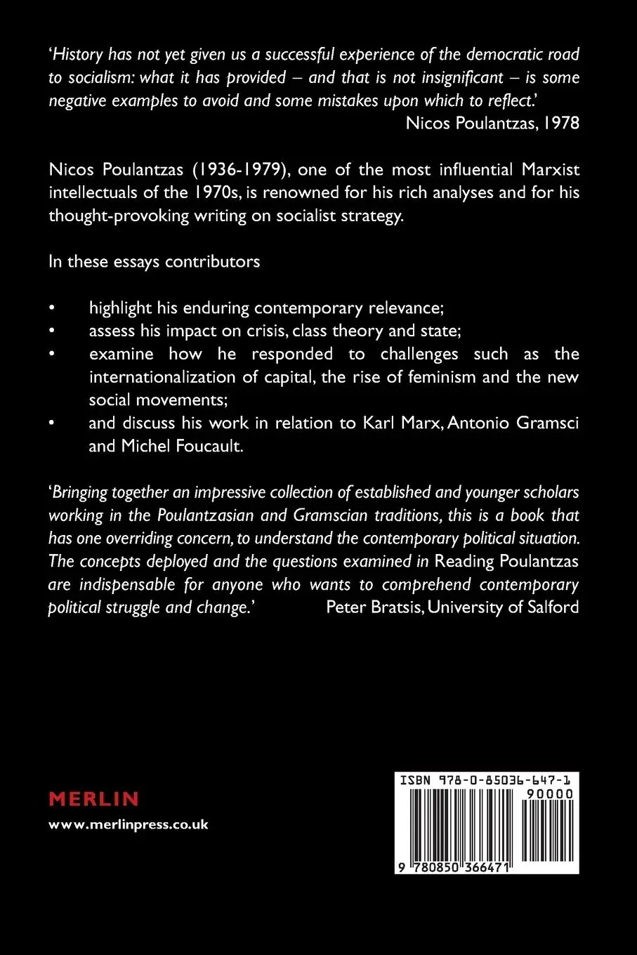 Rückseite: 9780850366471 | Reading Poulantzas | Alexander Gallas (u. a.) | Taschenbuch | Englisch