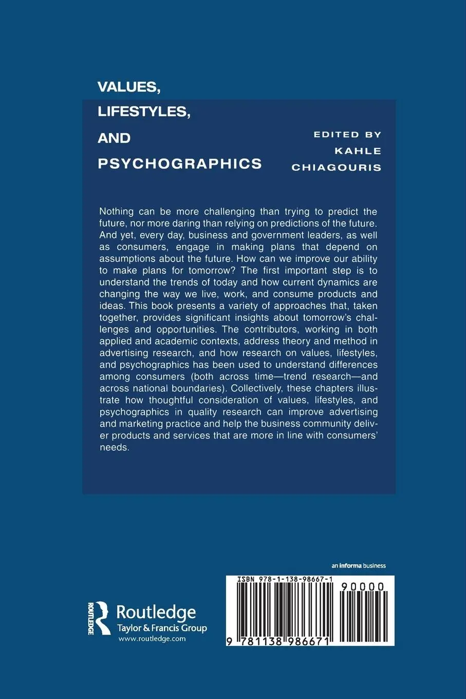 Rückseite: 9781138986671 | Values, Lifestyles, and Psychographics | Lynn R. Kahle (u. a.) | Buch
