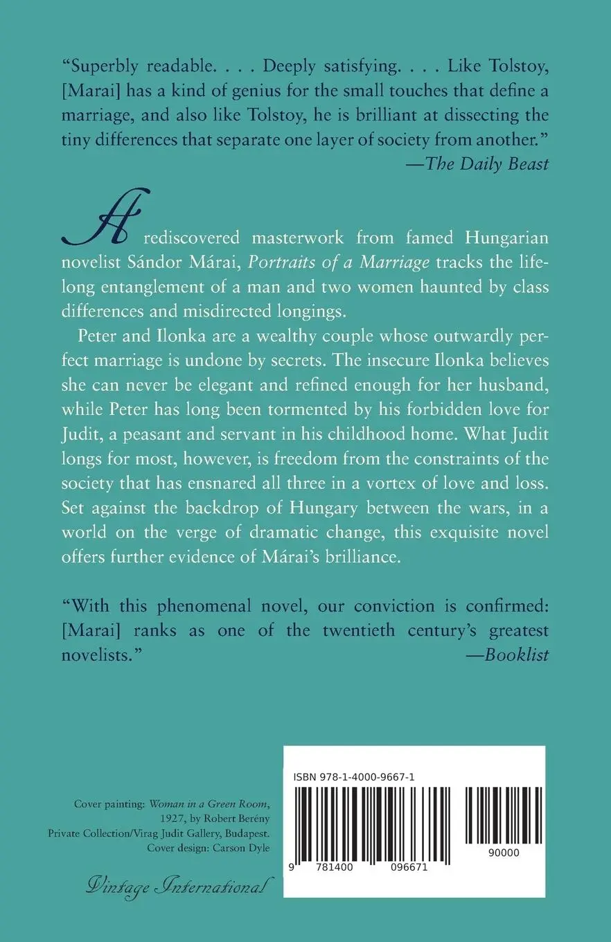 Rückseite: 9781400096671 | Portraits of a Marriage | Sandor Marai | Taschenbuch | Englisch | 2012